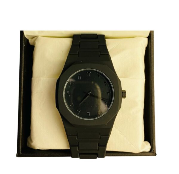 Black Arabic Aura Watch – Elegant Timepiece with Arabic Numerals - Image 2