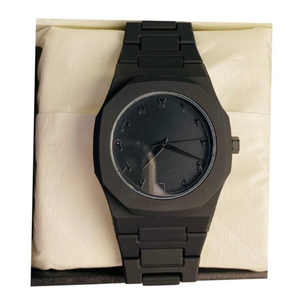 Black Arabic Aura Watch – Elegant Timepiece with Arabic Numerals - Image 3